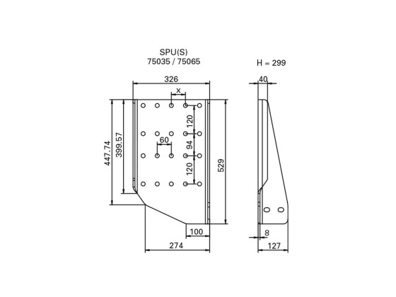 Gavelsett SPU(S) 50mm hulbilde - ROE75065 50x120 mm.
