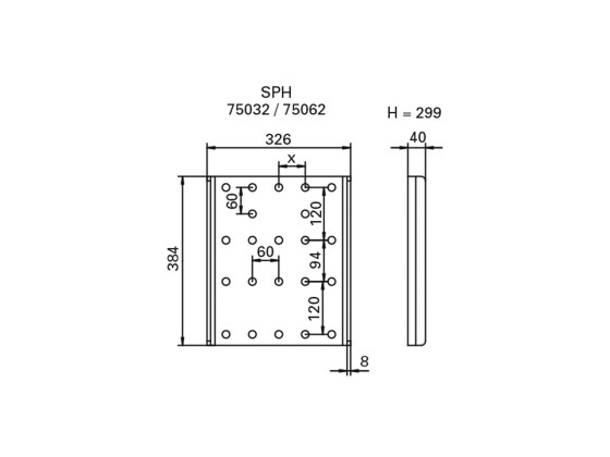 Gavelsett SPH 60 hor. 120 vert. - Rockinger ROE75032