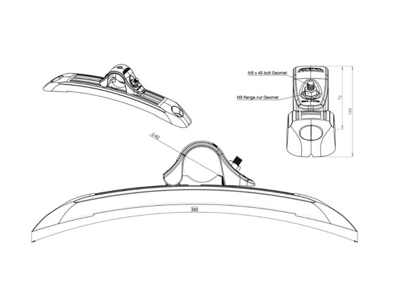Parlok MR skjermfeste Justerbart Ø42 plast - 100422