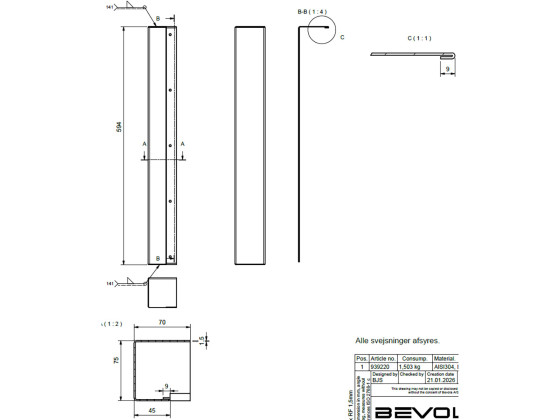 Afstandsstykke BevoBox 600x75