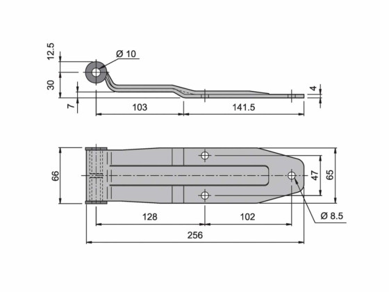 Hengselplate 250 mm rustfri - 2306