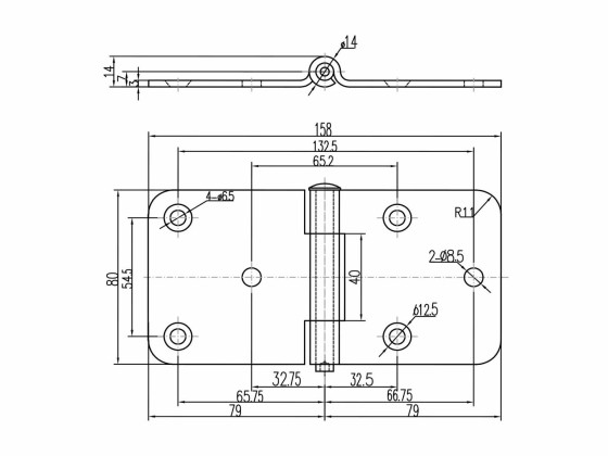 Hengsel PLANAS rustf.158x80