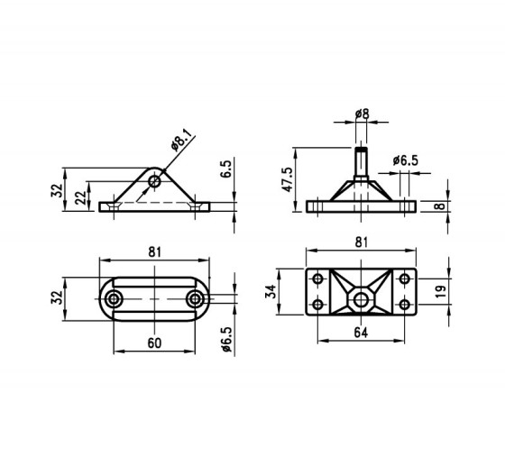 Monteringssett  gassdemper - 2860