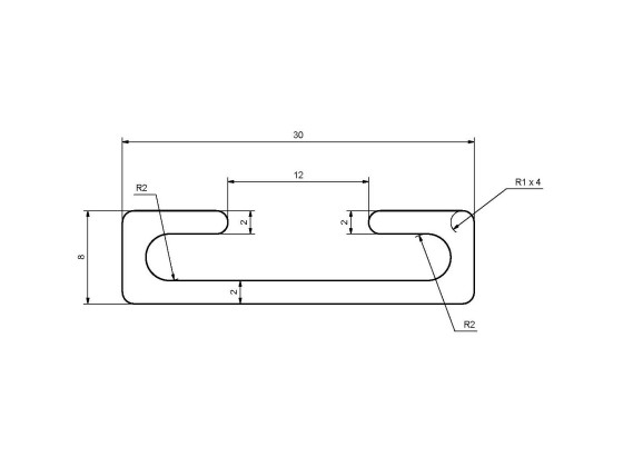 Skinne for gummilist 2563  5,02 m alu - 2562