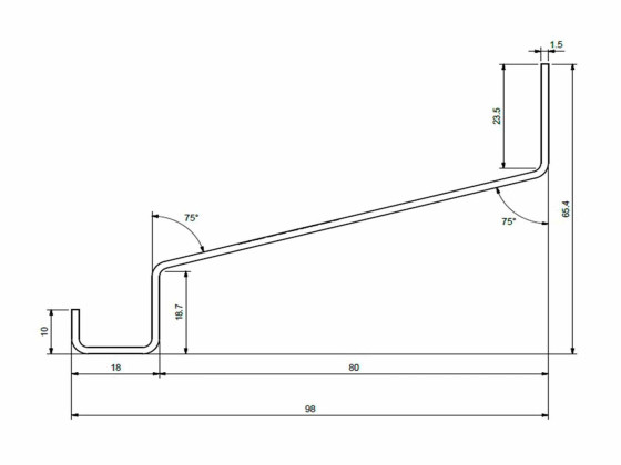 Vann-nese anodisert 2,5 mtr - A5403