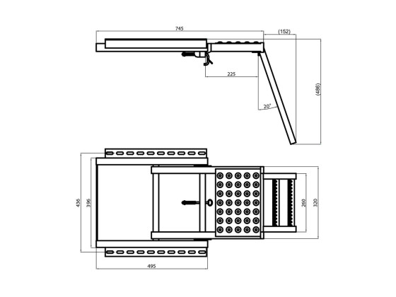 Uttrekkstige med 2 trinn og plattform.  - Høyde 486 mm.  - Zinkgalvanisert.