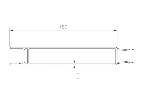 Mellemprofil 25x150mm 7.500mm anod - B1012