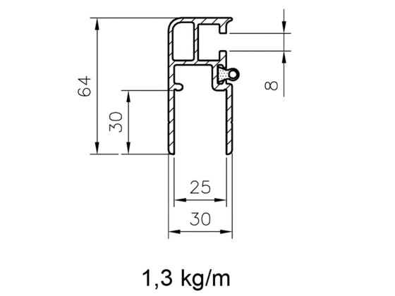 Kant / hjørneprofil f/baklem alu K20 25mm 3m - 32203