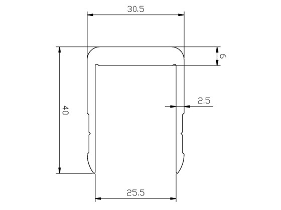 U-profil svær model anod.25 mm 5m - A2314