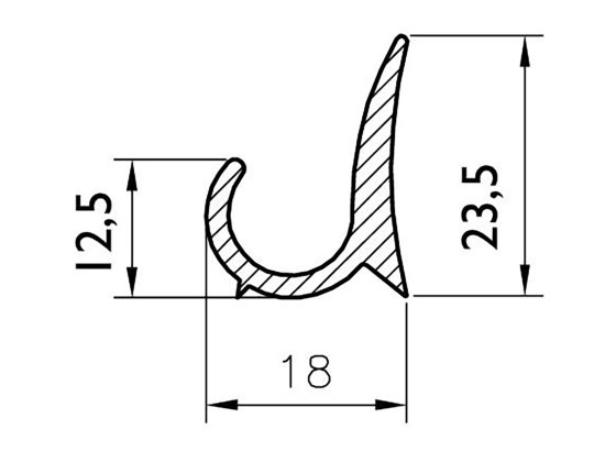 Takrenneprofil eloksert  5 mtr. - A1502