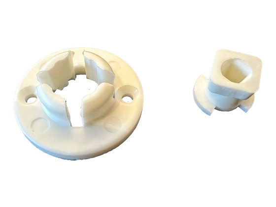 Ruck-Zuck prop, vrilås, hvit kunststoff. - For Ø25 mm rund ,malje - 03.5525.42