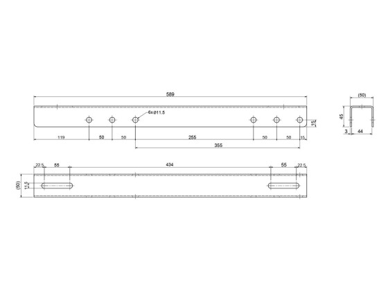 Brakett f/sidehinder, ytre H:589 mm.