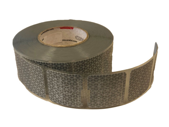 Refleksbånd sølv 50x50mm, stickers, 50m rull - 82.104.50S