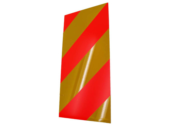 Breddemarkerings skilt rød/gul, Venstre bak/høyre foran, 250x525mm - 8592
