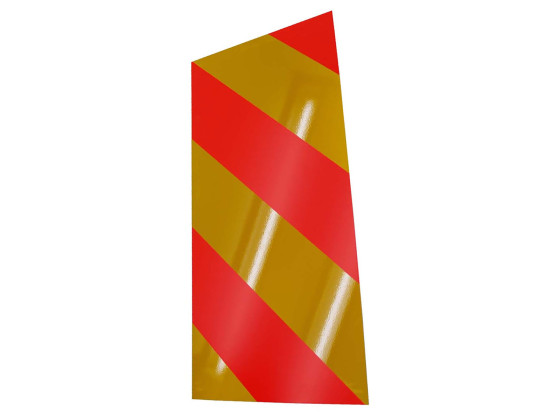 Breddemarkerings skilt rød/gul, høyre bak/venstre foran, 250x525mm - 85921