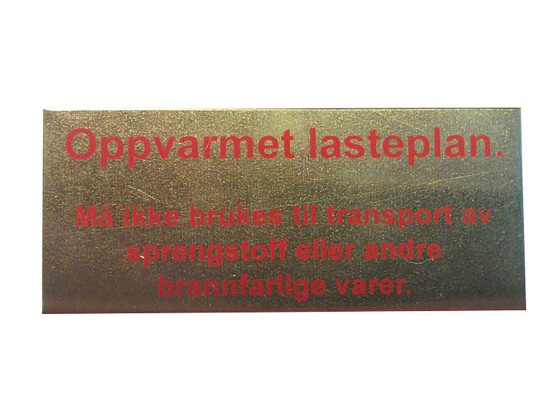 Oppvarmet Lasteplan skilt selvklebende - 71x29x1 mm (3M Tape)