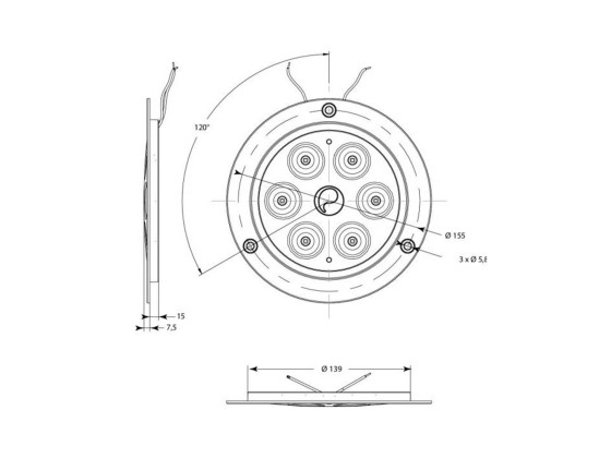 Pommier Taklampe 6 led rund Ø175 innfellbar f/innfelling - .