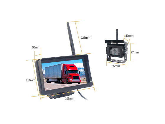 Bevocam 7" skjerm og 1 stk kamera AHD trådløst touch betjening u/lukker - CM-718MDW-HD+AC-301MDW-HD