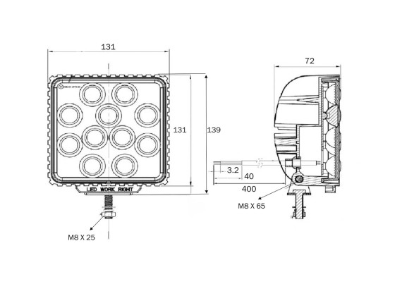 Truck-Lite arbeidslampe 10-30V 4400 Lumen IP67 - SS/88044