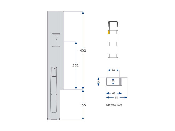 Forstolpe K5 400mm venstre grunnet - Kinnegrip 504301