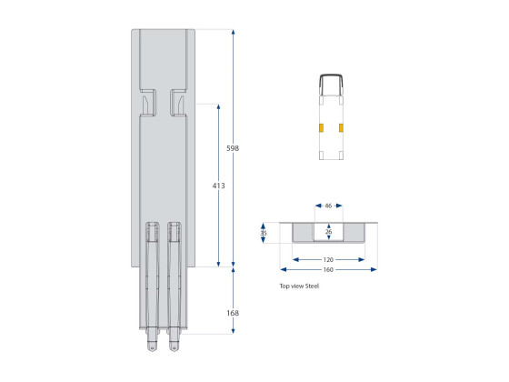 Sidestolpe K5 600mm grunnet - Kinnegrip 506201