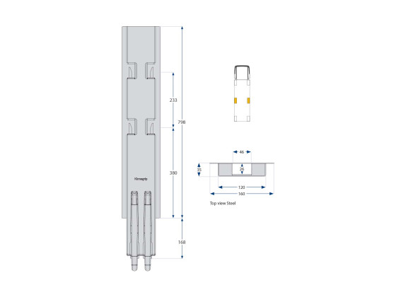 Sidestolpe K5 800mm grunnet 2-port - Kinnegrip 508261