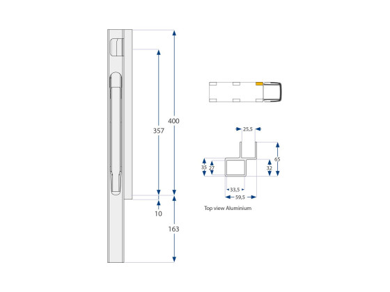 Forstolpe alu høyre 400 mm K20 - 204402