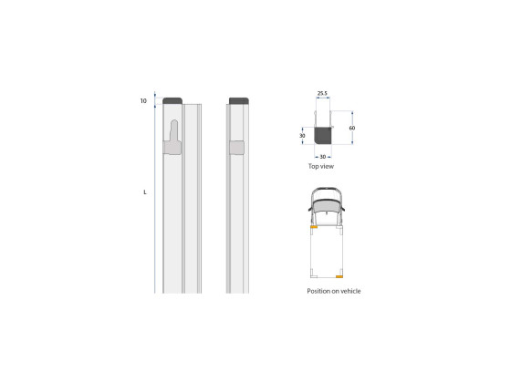 Stolpe T50 Profil 400mm V-for/H-bak - 740056 - Skaffevare