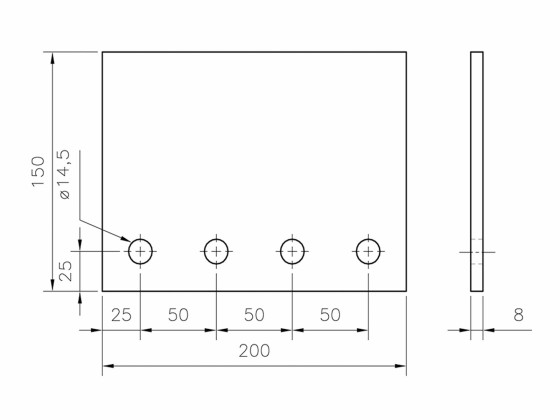 Platefeste 4 hull grunnet - 3373 - 3021