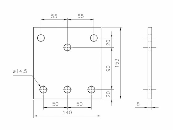 Platefeste 6 Hull Galv.Høy H=153mm - 151700016  3049