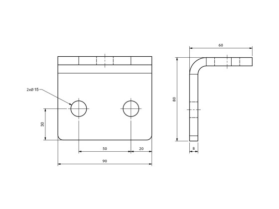 Flexifeste 80x60x90x8mm tverrående ovalt hull 16x24 galv - ALB109104 US 11088