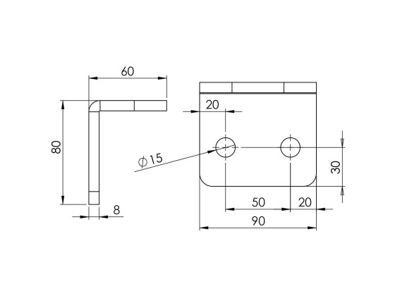 Flexifeste 80x60x90x8mm  tverrående ovalt hull 16x24 - ALB109104 US 11088