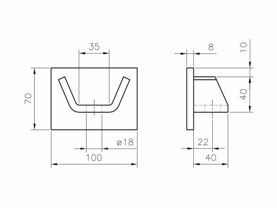 Øvre Flexifeste 100x70mm rå - 33801
