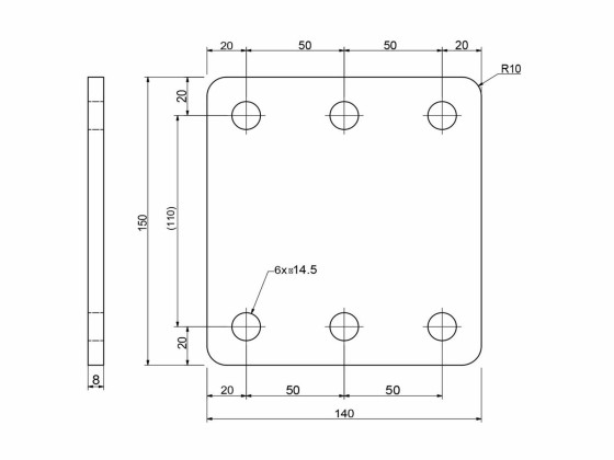 Chassifeste galvanisert 140x150x8 cc50