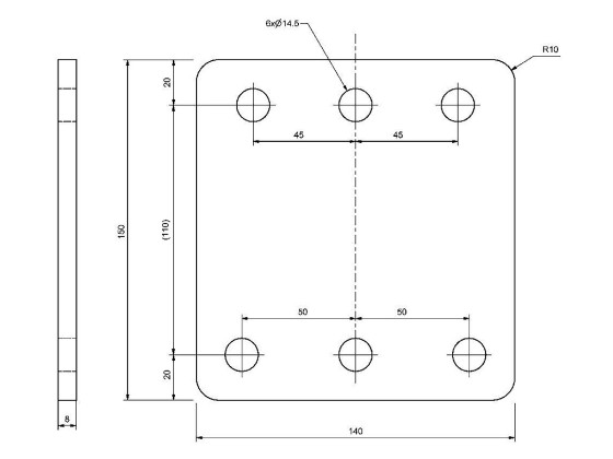 Platefeste Galvanisert 140x150x8 cc45/50