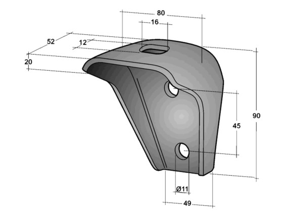 Chassikonsolll 80x90mm elzink.