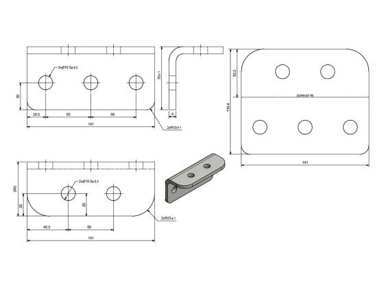 Øvre konsolll f/bolting 2 hull galv - 20130192