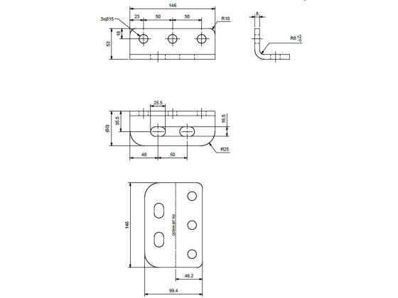 Konsolll Scania 53x60x146x8mm,  - CC:50mm Varmgalvaniseret