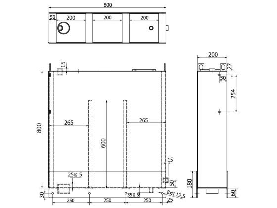 Hydraulikktank 120L 200x800x800 mm - inkl. filter