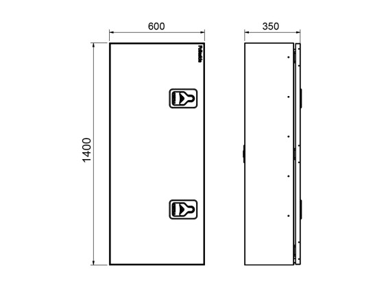 BevoBox for kasse-tanksystem B600xH1400xD350 V-hengslet RF