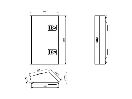 BevoBox Matt RF t/bak førerhus H-side LHD:560/400x1000x300/120