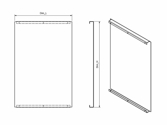Deksel slett for sidehinder - Rustfritt polert - H: 600mm - L: 1000mm
