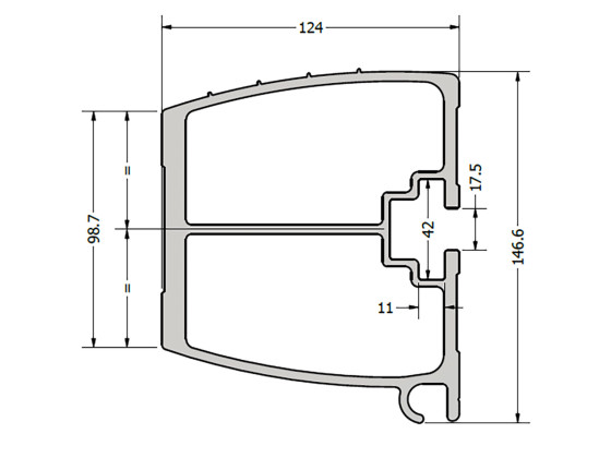 Underkjøringshinder 2350mm alu eloksert kompl. ECE 58.02 - HTR365-2350-E