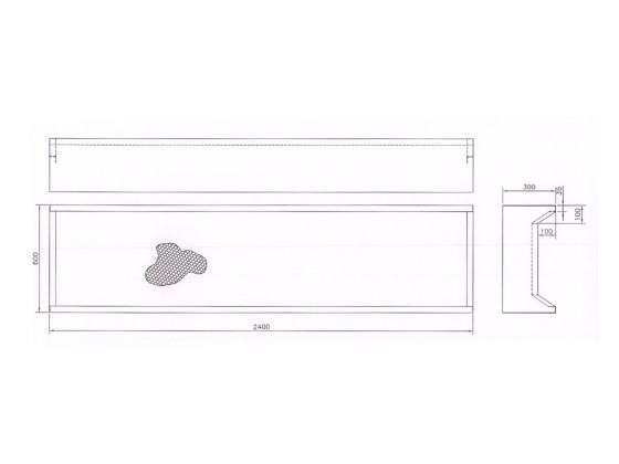 Galvanisert strøkasse. 2400x300/200x600 mm