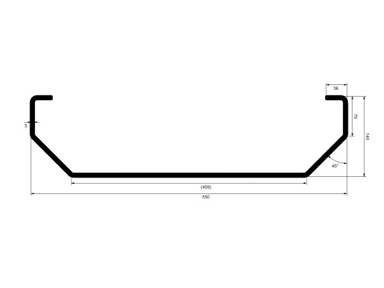Netkasse  2500x550mm Anod. m/kantprofil - .