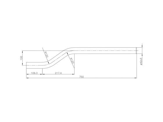 Skjermbrakett bøyd  Ø42 galvanisert  - 611-42 Offset 100 mm