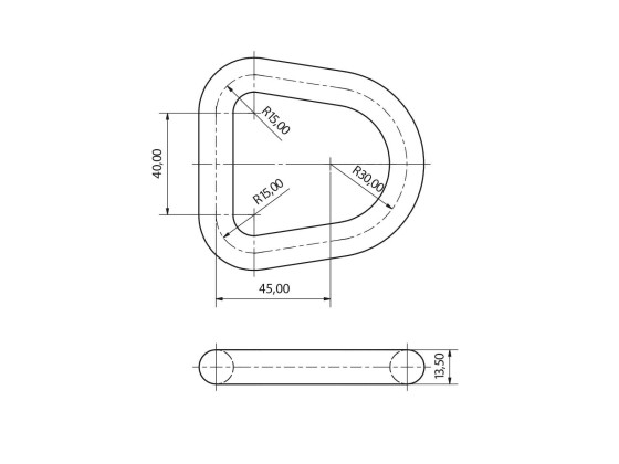 Surringsring 10T med bøyle, rå - Pos.2,3  i løse deler på tegningen uten skål