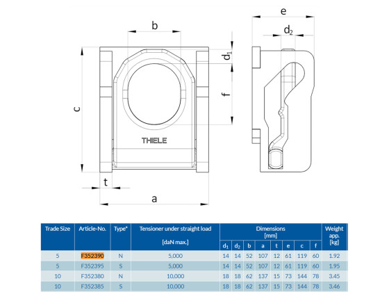 Surrekrok for innbygging 50kN 90gr. - F352390