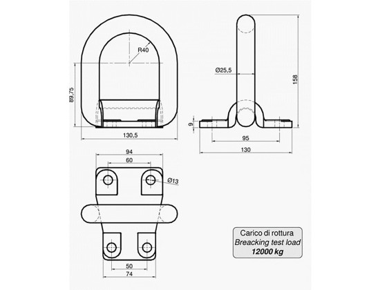 Ferjekrok for boltmontering 12t