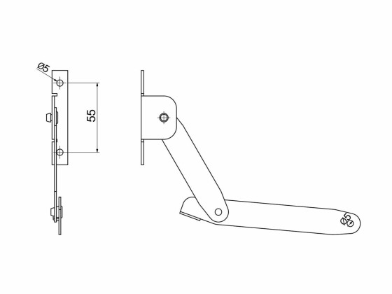 Skærehengsel, høyre (t. VH) - 20170460